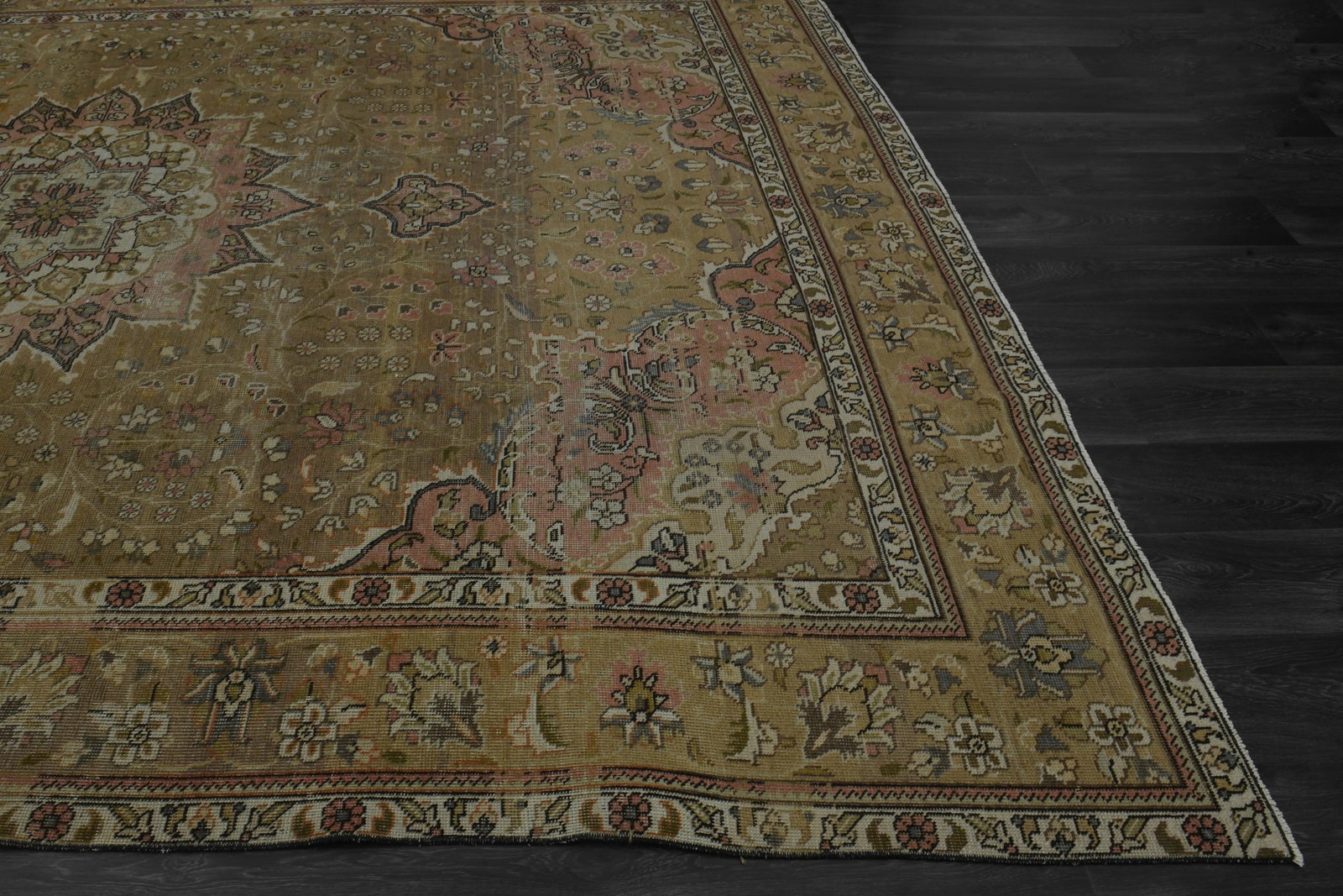 1970s Vintage Persian Handmade Wool Cotton Green Area Rug - 8