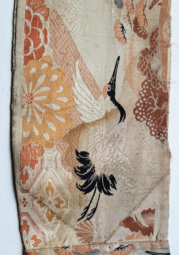 Exquisite Japanese Handmade Silk Obi Cranes Design - Longevity Good Fortune Good Health - 2