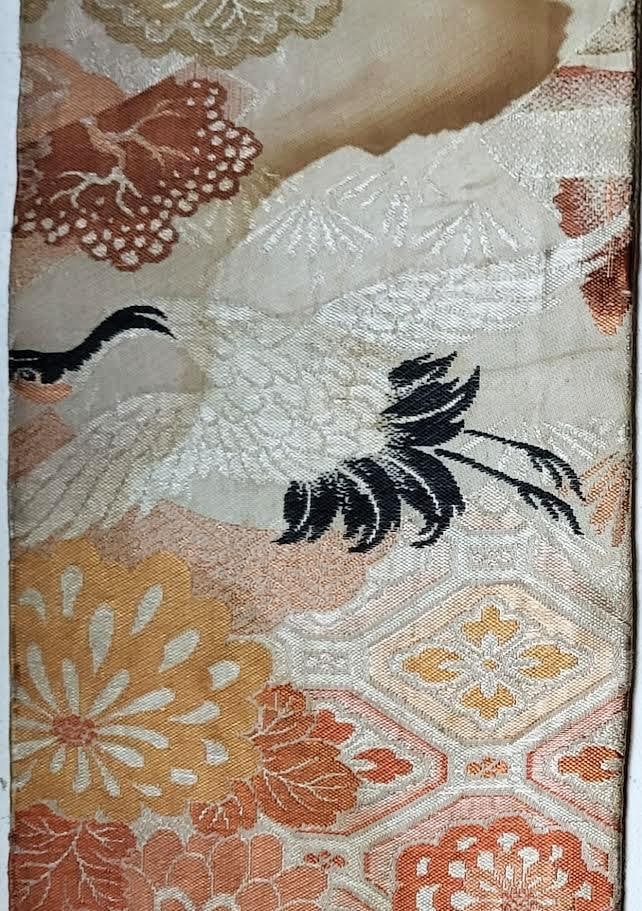 Exquisite Japanese Handmade Silk Obi Cranes Design - Longevity Good Fortune Good Health - 3