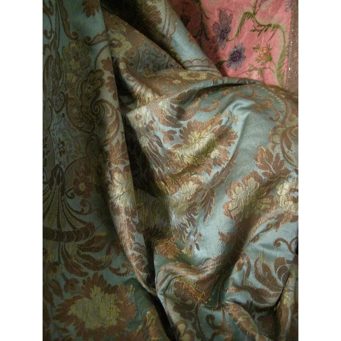 19th Century Large Italian Baroque Silk Fabric- 12 Yards Long Roll - 9