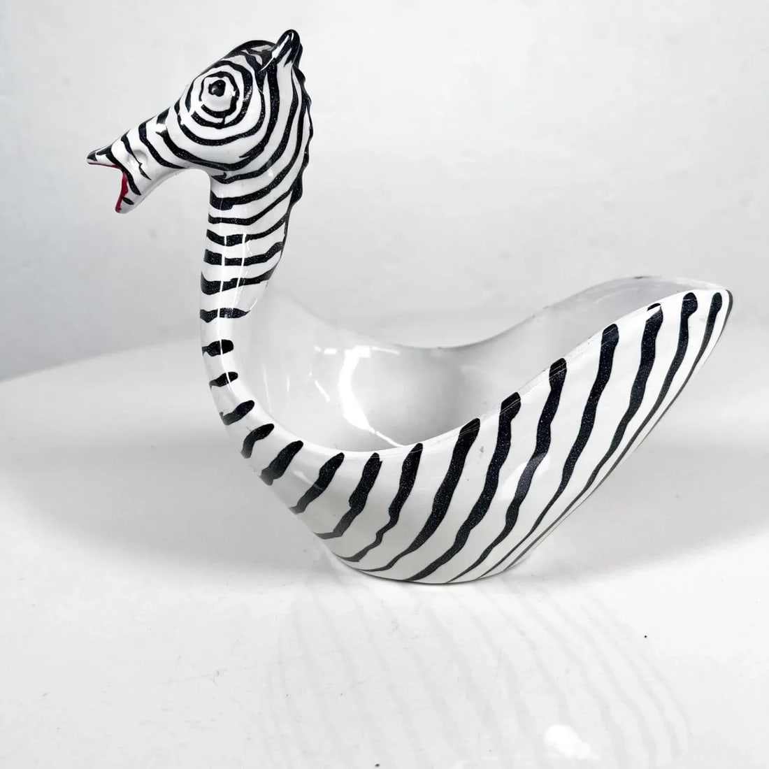 1960s Figural Zebra Bowl Animal Art Pottery by Aldo Londi Bitossi Italy - 10