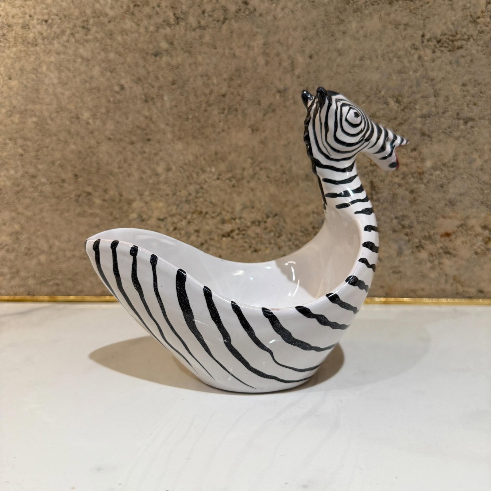 1960s Figural Zebra Bowl Animal Art Pottery by Aldo Londi Bitossi Italy - 11