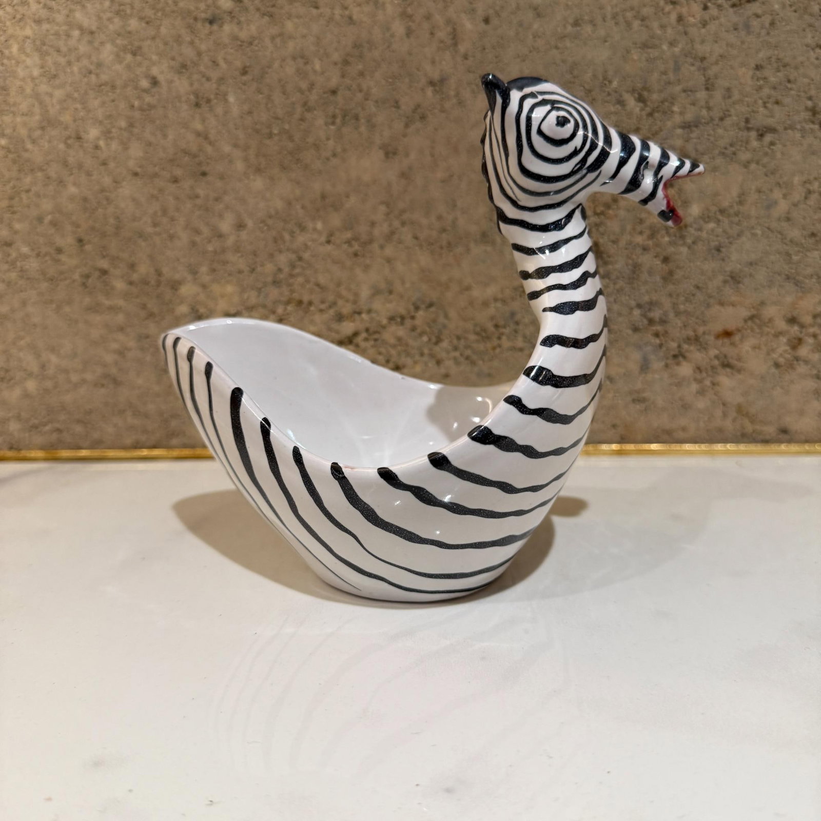 1960s Figural Zebra Bowl Animal Art Pottery by Aldo Londi Bitossi Italy - 12
