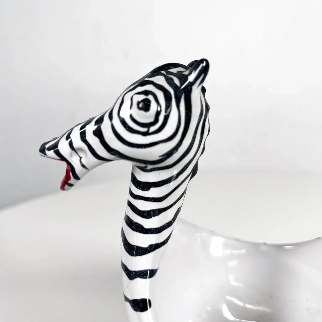 1960s Figural Zebra Bowl Animal Art Pottery by Aldo Londi Bitossi Italy - 3