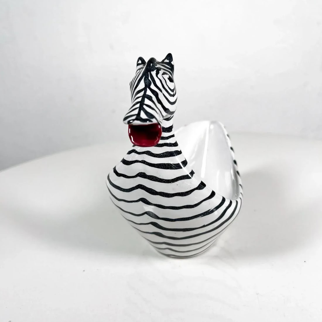 1960s Figural Zebra Bowl Animal Art Pottery by Aldo Londi Bitossi Italy - 4