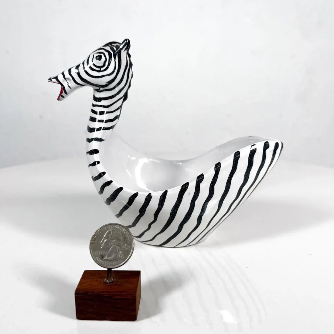1960s Figural Zebra Bowl Animal Art Pottery by Aldo Londi Bitossi Italy - 6