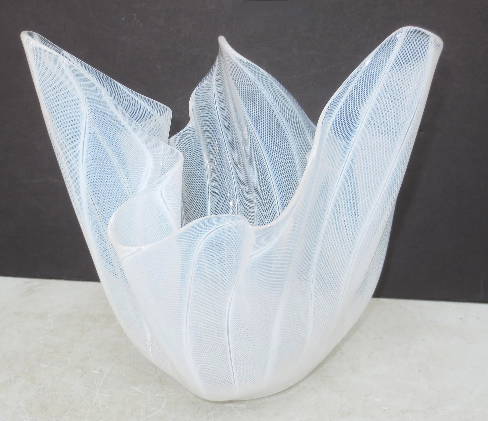 Venini Murano Glass Filagree Handkerchief Circa 1950s - 10