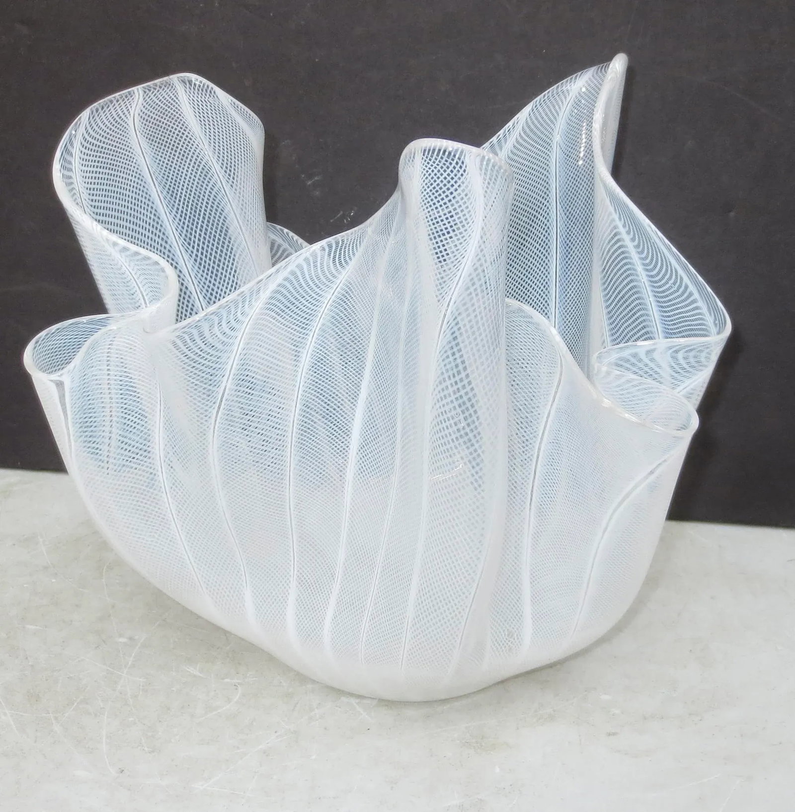 Venini Murano Glass Filagree Handkerchief Circa 1950s - 3