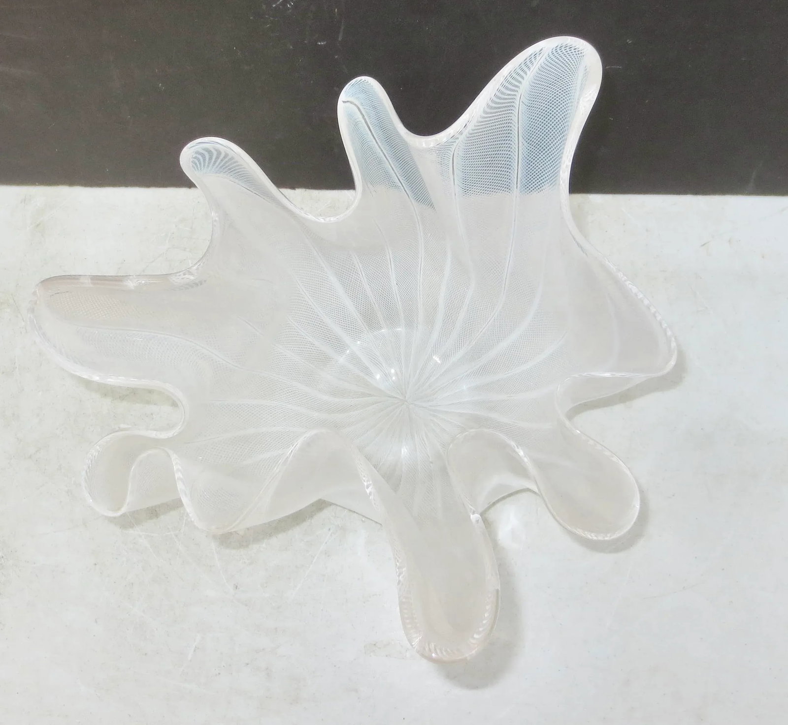 Venini Murano Glass Filagree Handkerchief Circa 1950s - 4