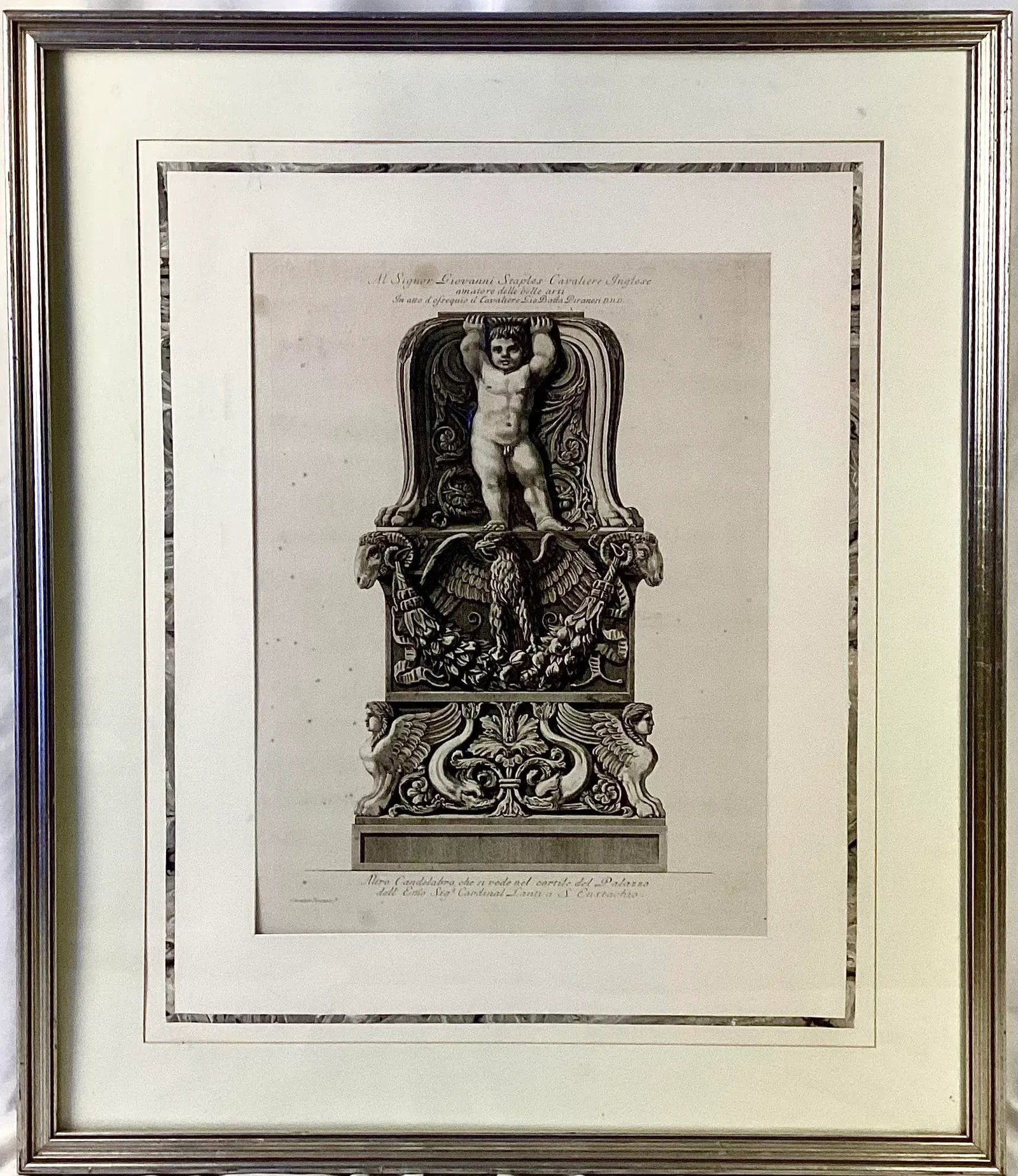 Framed Etching of Ornamental Candelabrum Base by Giovanni Piranesi - 11