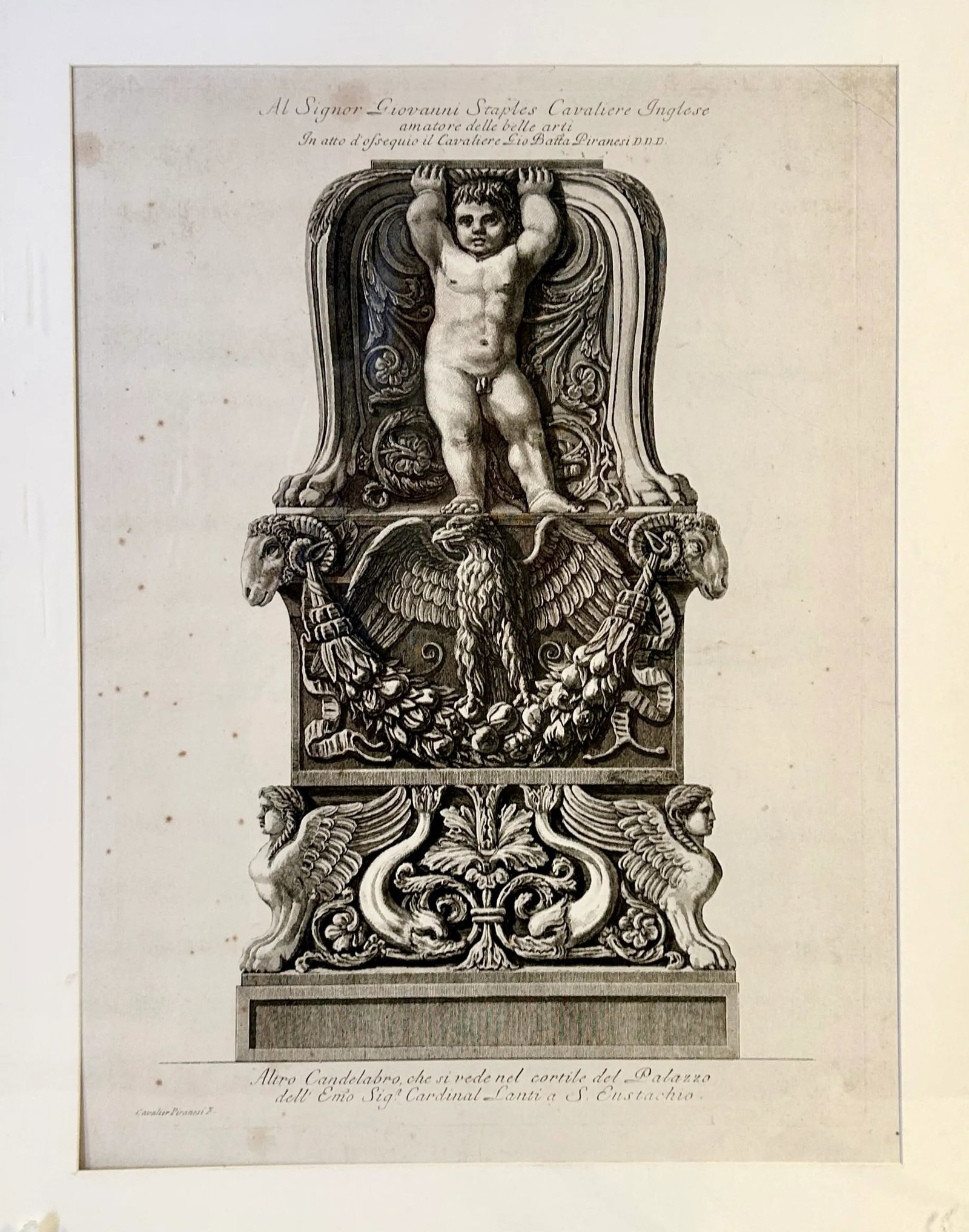 Framed Etching of Ornamental Candelabrum Base by Giovanni Piranesi - 2