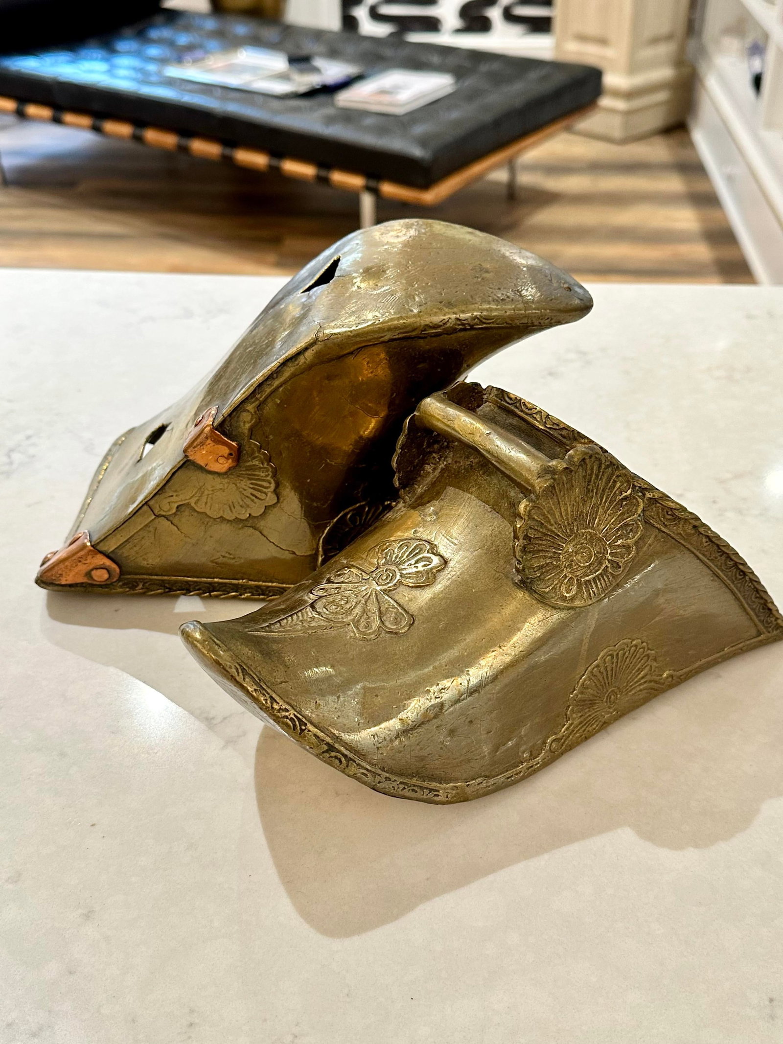 Pair of Antique Brass Conquistador Style Stirrup Slippers - 3