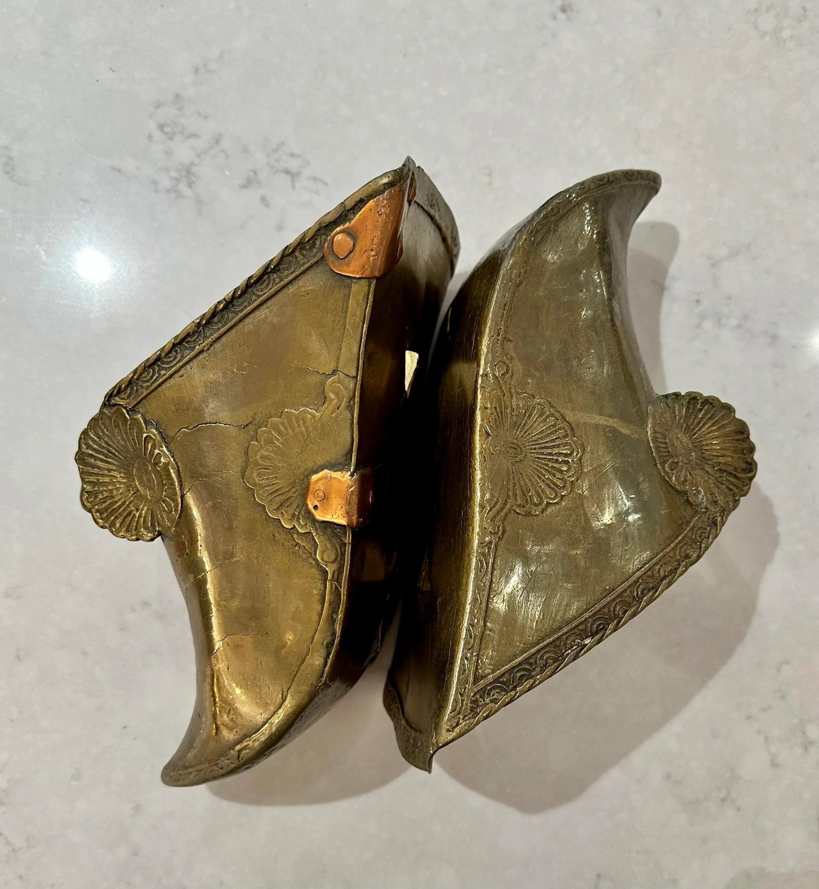 Pair of Antique Brass Conquistador Style Stirrup Slippers - 8