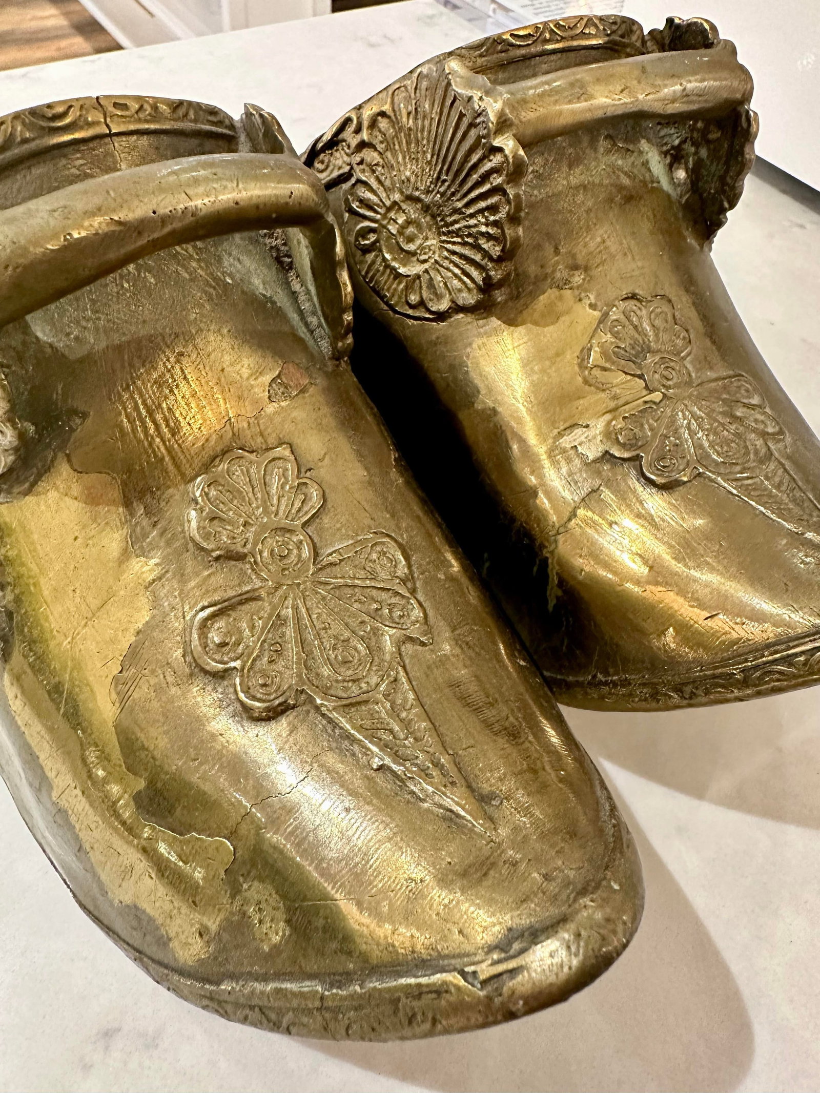 Pair of Antique Brass Conquistador Style Stirrup Slippers - 9