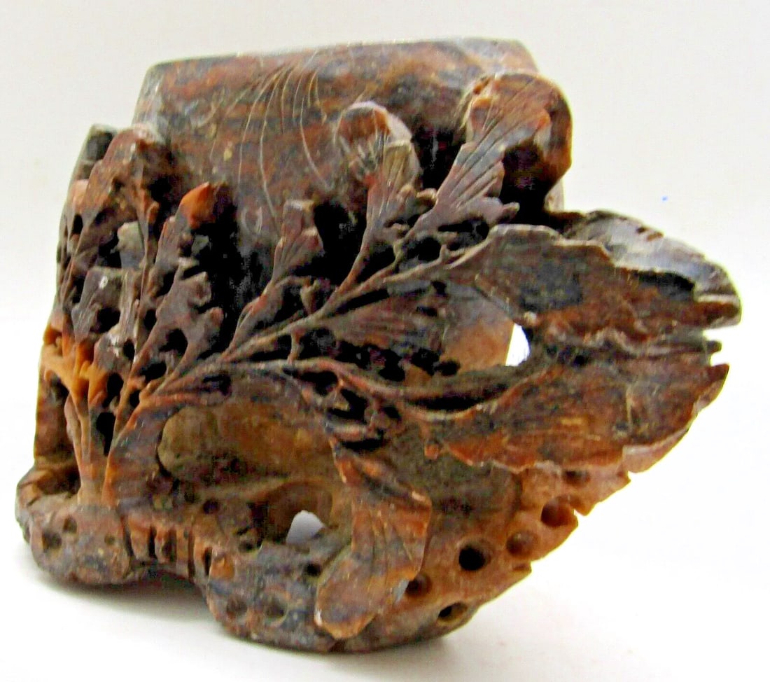 Antique Chinese Carved Soapstone Spill Vase - 5