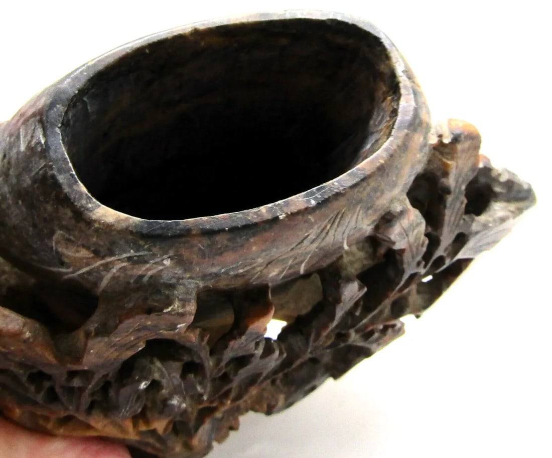 Antique Chinese Carved Soapstone Spill Vase - 9