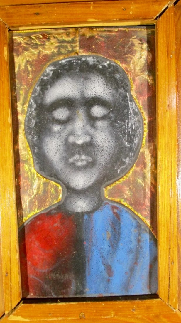 Mid-Century Enamel Figure Framed Circa 1960s' - 2