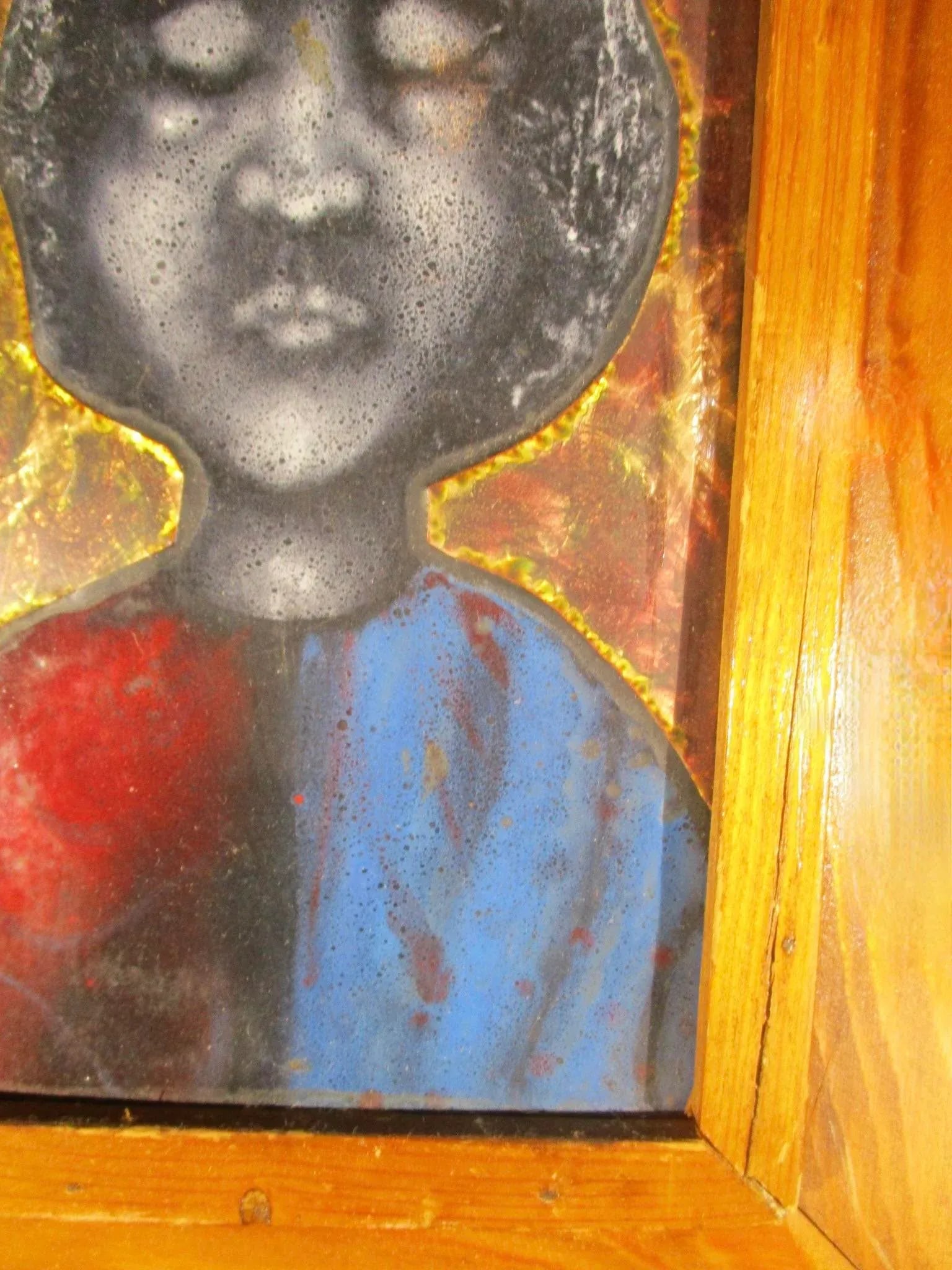 Mid-Century Enamel Figure Framed Circa 1960s' - 3