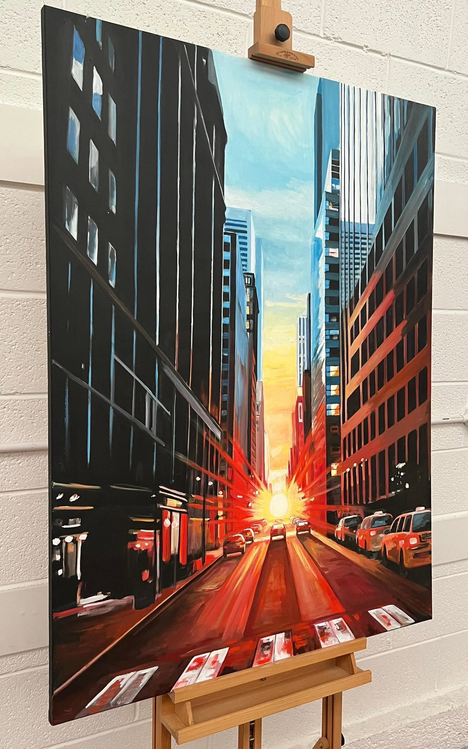 Manhattan Henge New York City Dramatic Sunset - Unique Original Cityscape Art by British Contemporar - 2