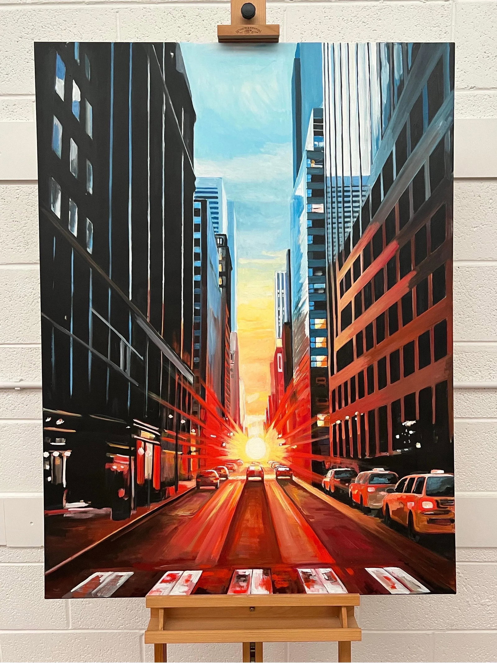 Manhattan Henge New York City Dramatic Sunset - Unique Original Cityscape Art by British Contemporar - 3