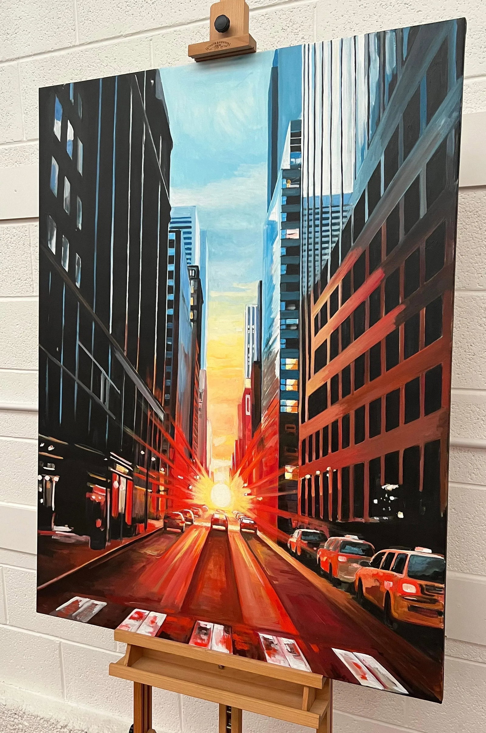 Manhattan Henge New York City Dramatic Sunset - Unique Original Cityscape Art by British Contemporar - 4