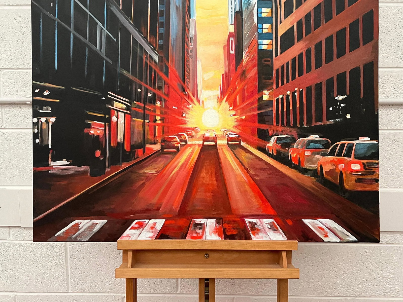 Manhattan Henge New York City Dramatic Sunset - Unique Original Cityscape Art by British Contemporar - 5
