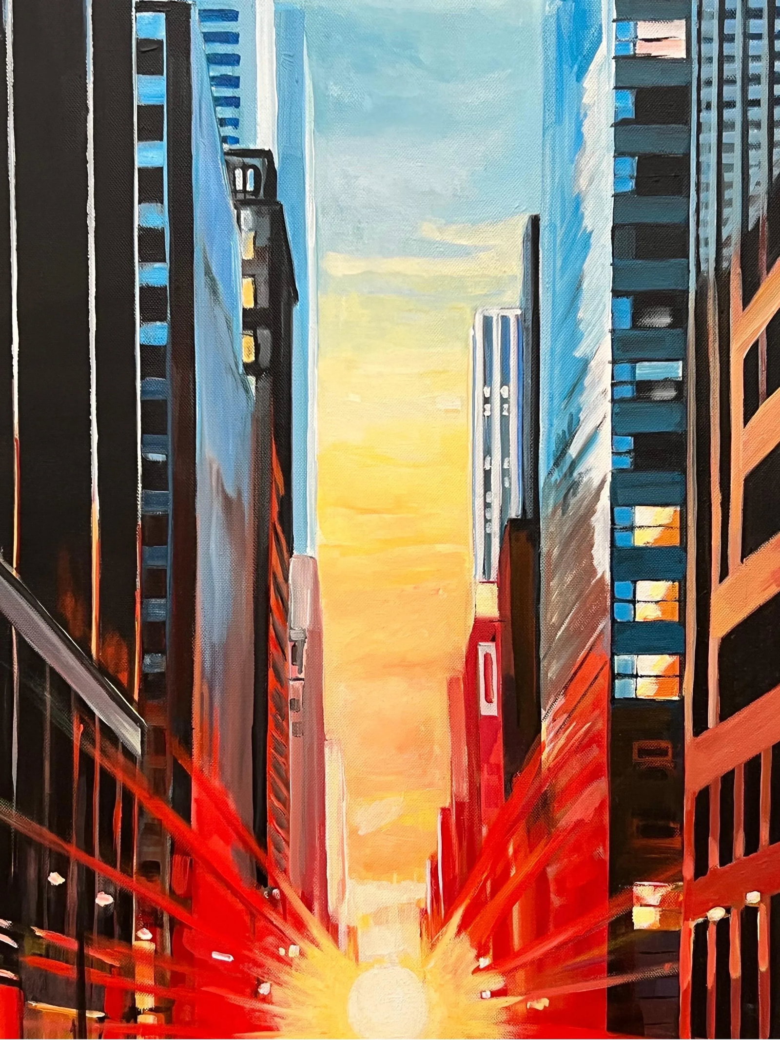 Manhattan Henge New York City Dramatic Sunset - Unique Original Cityscape Art by British Contemporar - 8