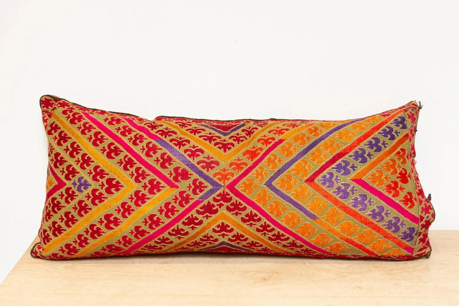 Antique Kesari Sindh Silk Pillow - 3