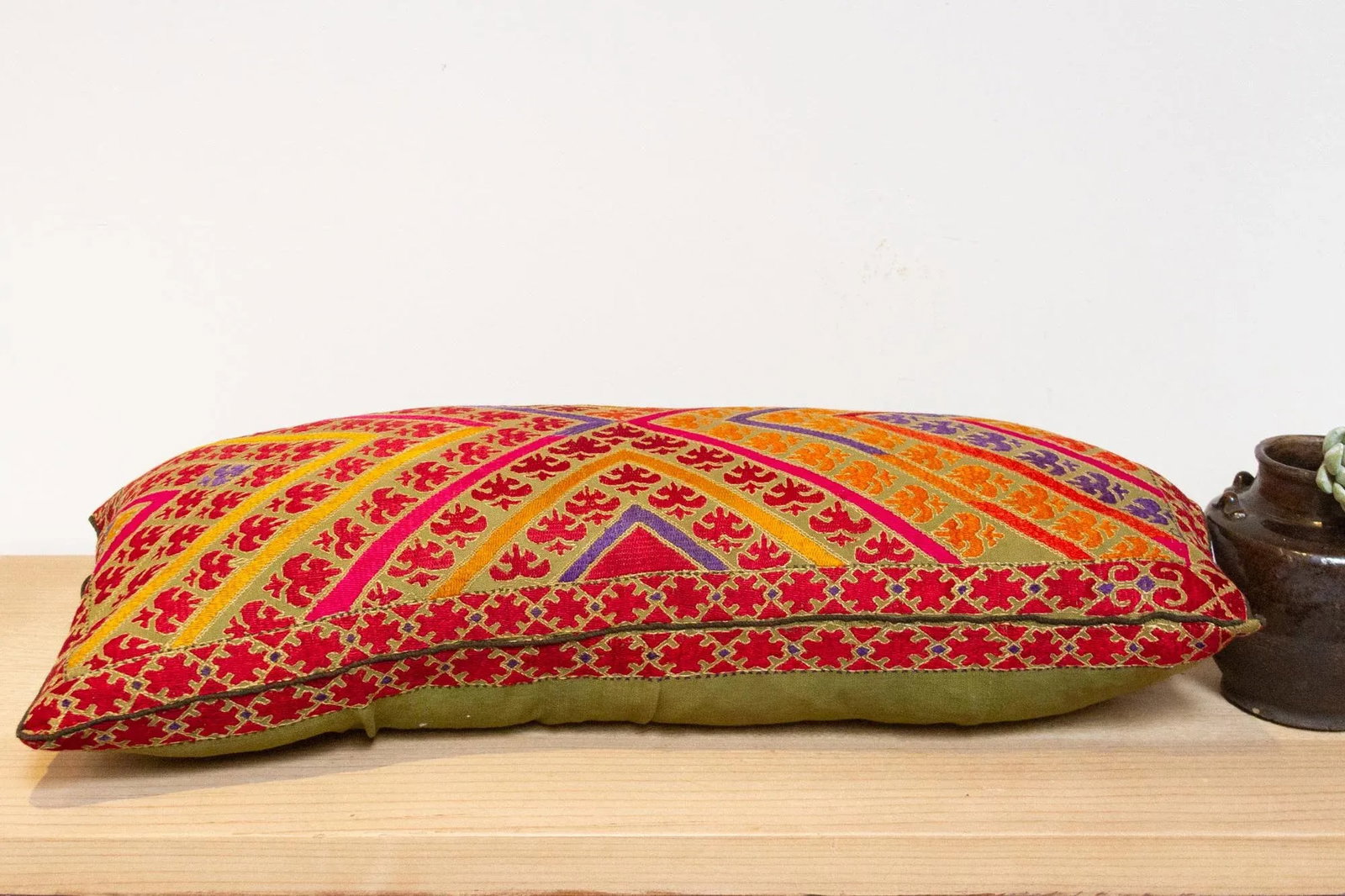 Antique Kesari Sindh Silk Pillow - 4
