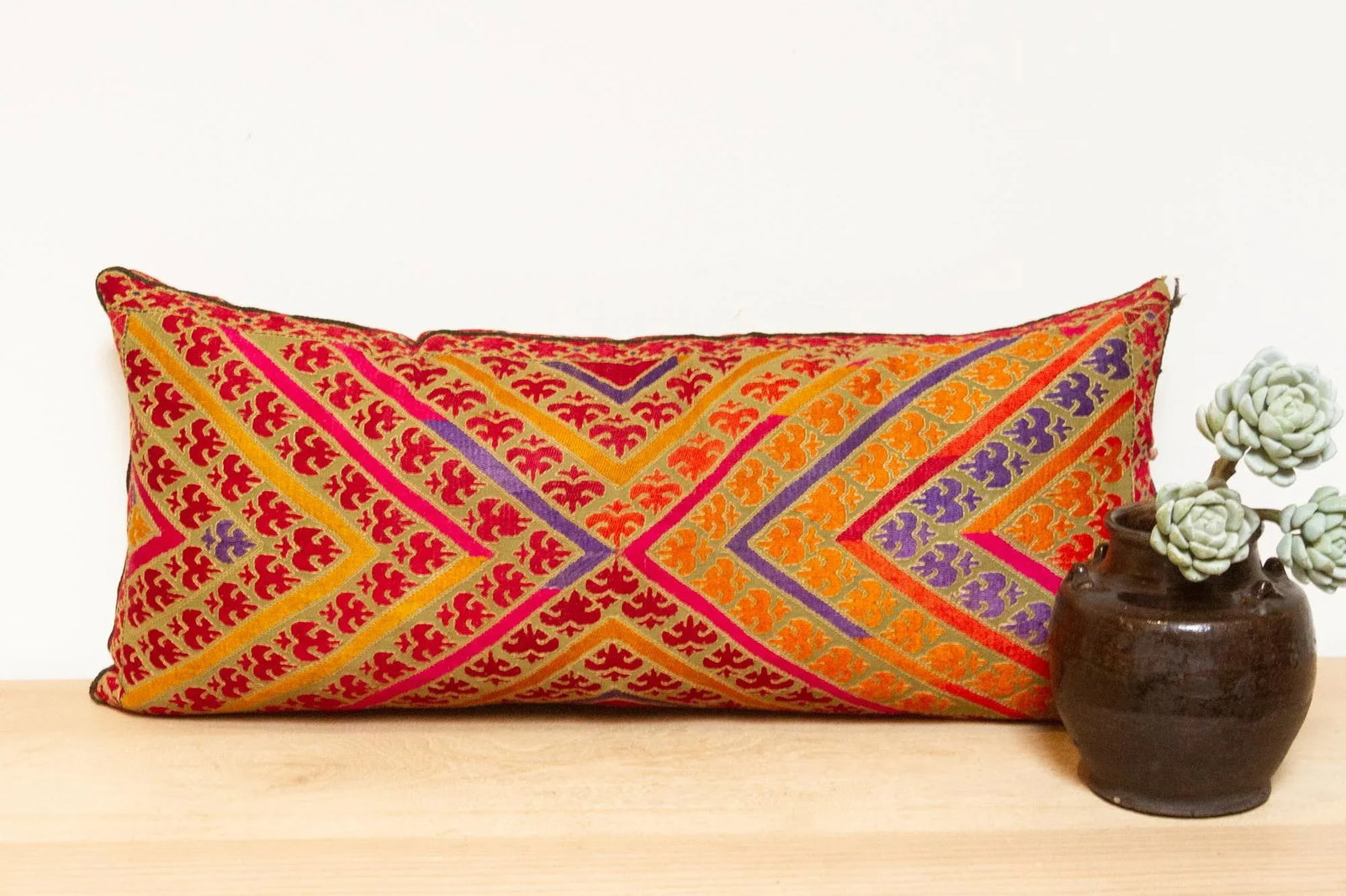 Antique Kesari Sindh Silk Pillow - 7