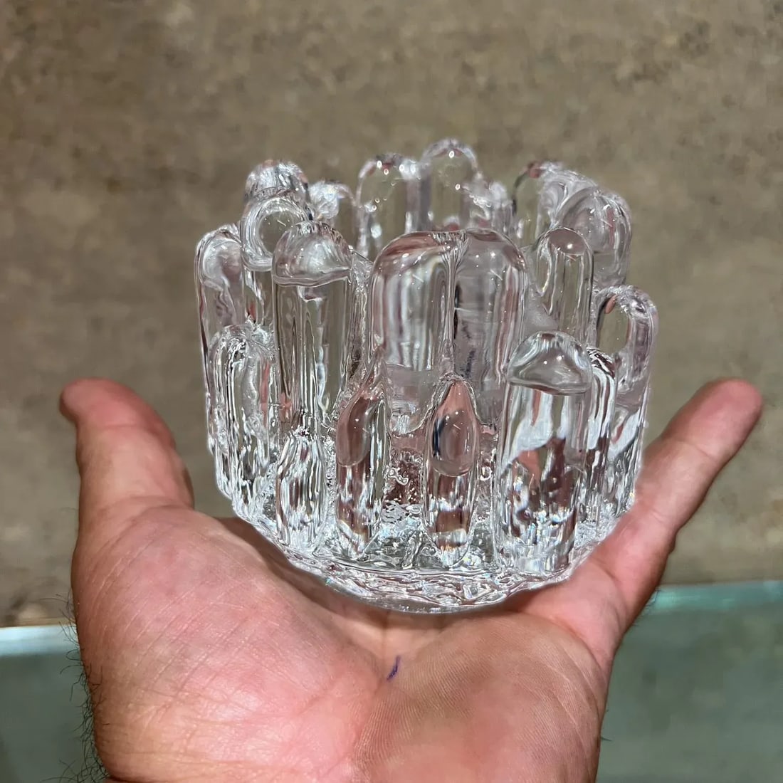 1970s Sweden Kosta Boda Ice Glass Votive Holder Goran Warff - 9