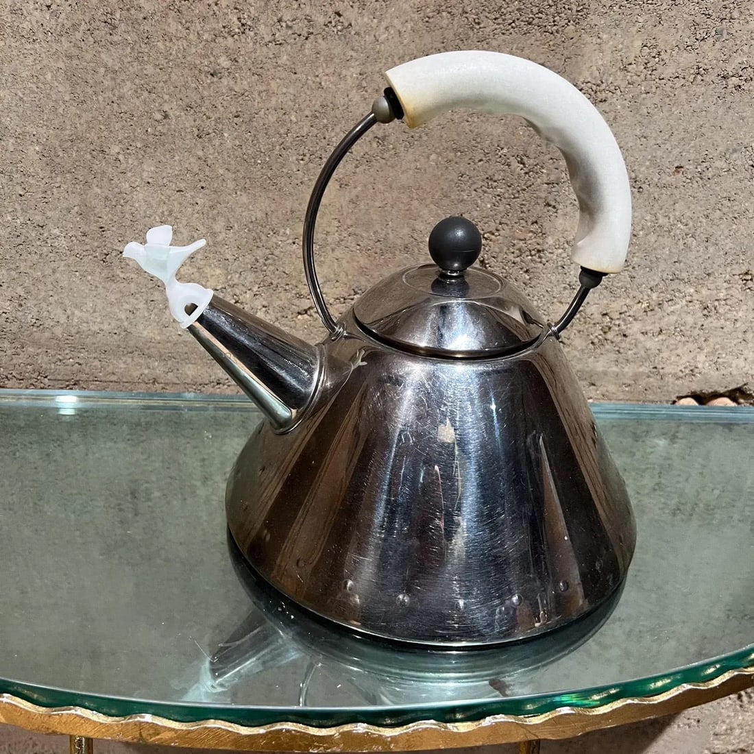 1980s Vintage Alessi Tea Kettle Stainless White Italy - 11