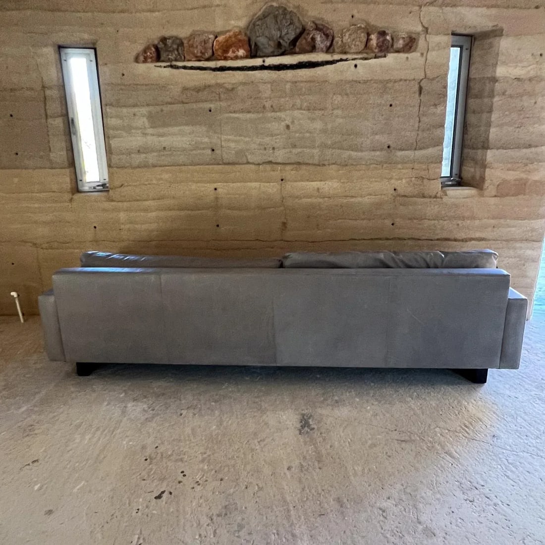 2000s Room & Board Gray Leather Sofa Pierson - 11