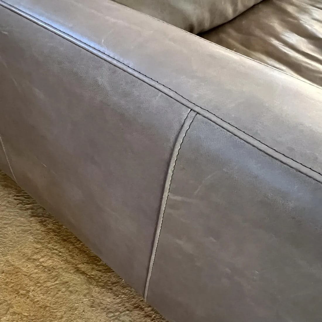 2000s Room & Board Gray Leather Sofa Pierson - 3