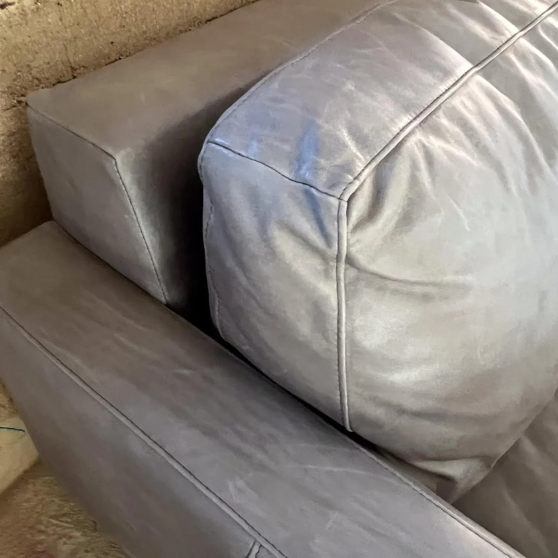 2000s Room & Board Gray Leather Sofa Pierson - 7