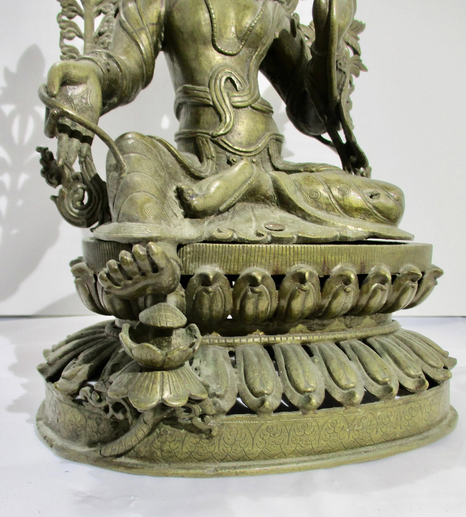 Early 20th Century Antique Nepalese Green Tara Brass Sculpture - 4