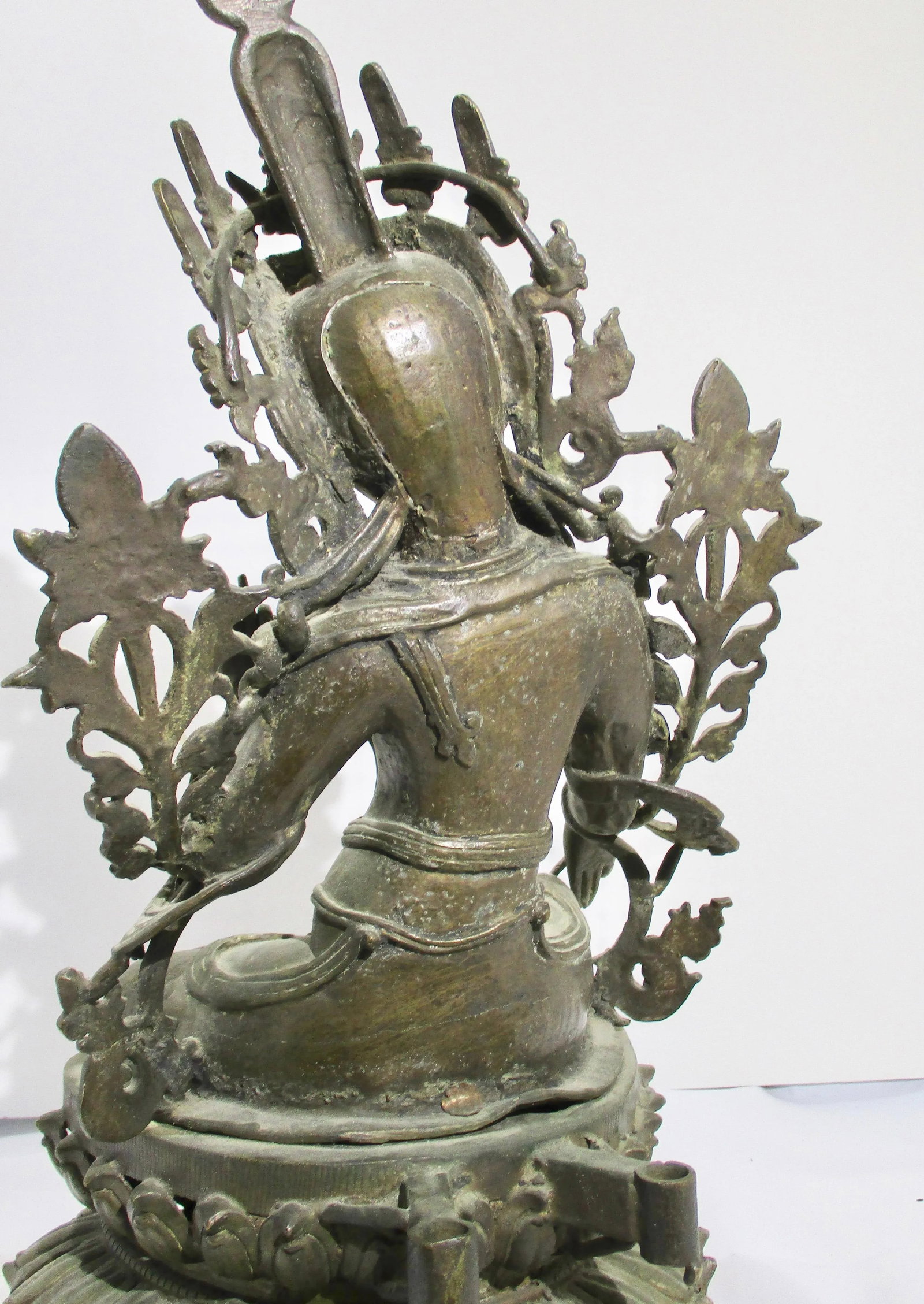 Early 20th Century Antique Nepalese Green Tara Brass Sculpture - 8