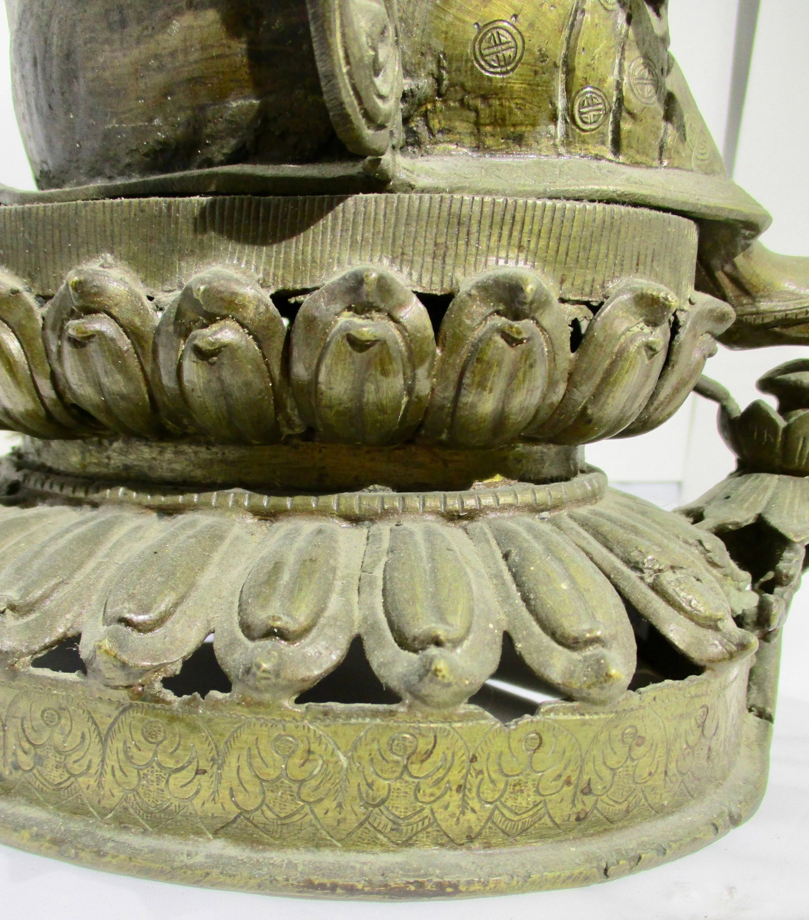 Early 20th Century Antique Nepalese Green Tara Brass Sculpture - 9