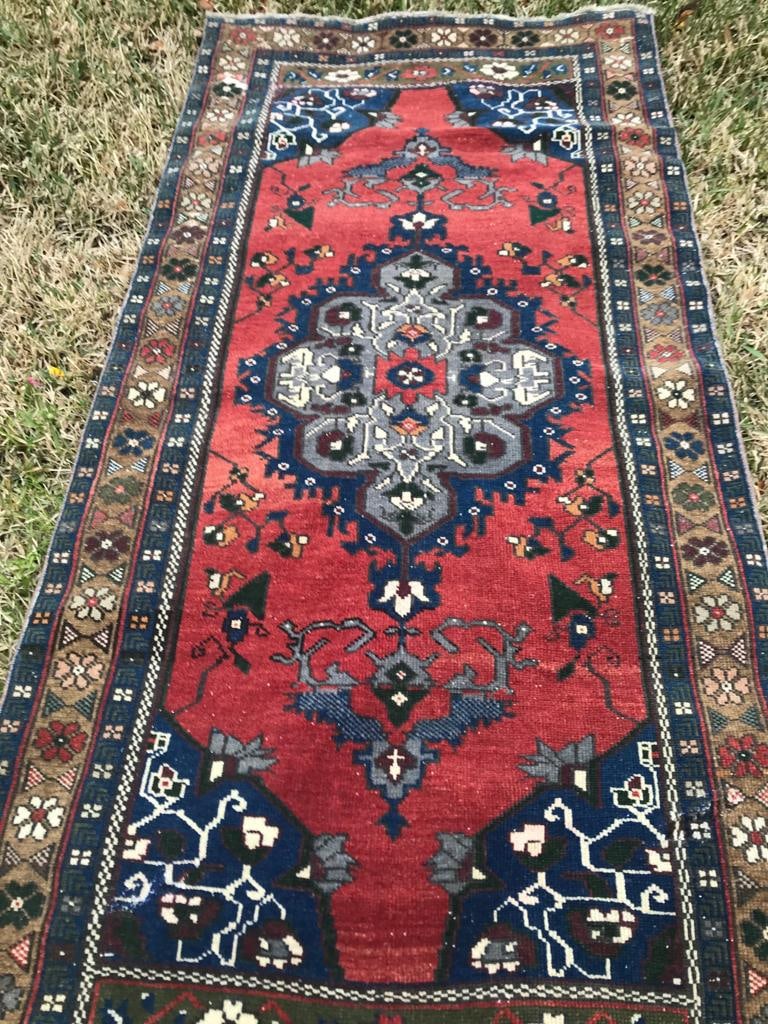 1960s Vintage Turkish Oushak Handmade Rug - 3"²3"³ × 7"²1"³ - 3