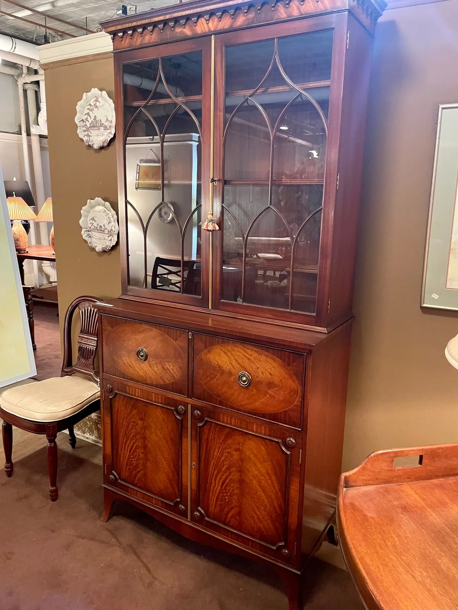 19th Century Style Secretary Bookcase - 3
