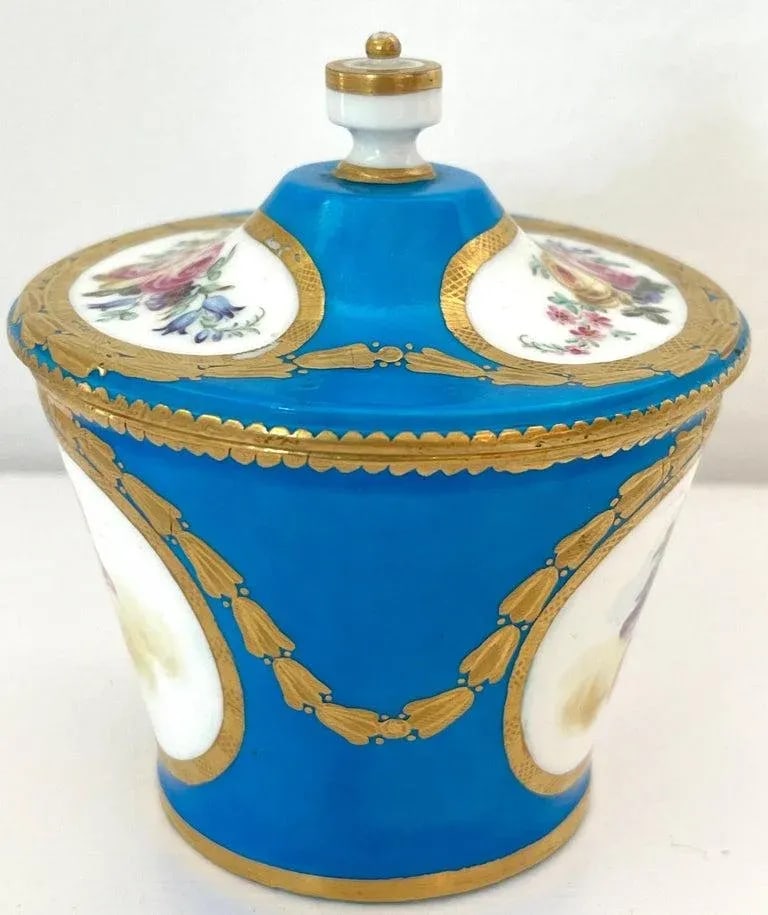 18th Century Sevres Blue Celeste Putti Motif Sugar Box 1767, Special Order - 11