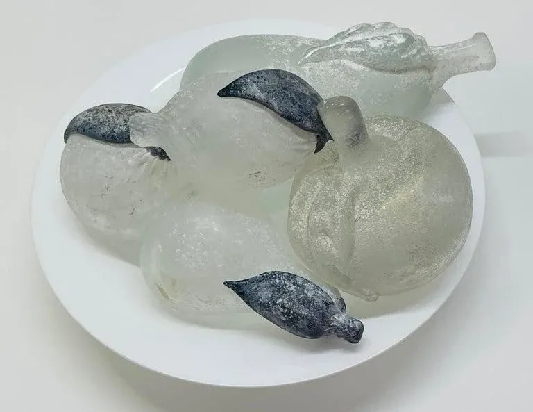 Late 20th Century Barovier & Toso Murano Glass Fruit Bowl & Fruit Sculpture, Signed Set of 6 - 10