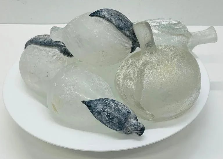 Late 20th Century Barovier & Toso Murano Glass Fruit Bowl & Fruit Sculpture, Signed Set of 6 - 2