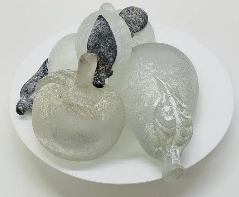 Late 20th Century Barovier & Toso Murano Glass Fruit Bowl & Fruit Sculpture, Signed Set of 6 - 4