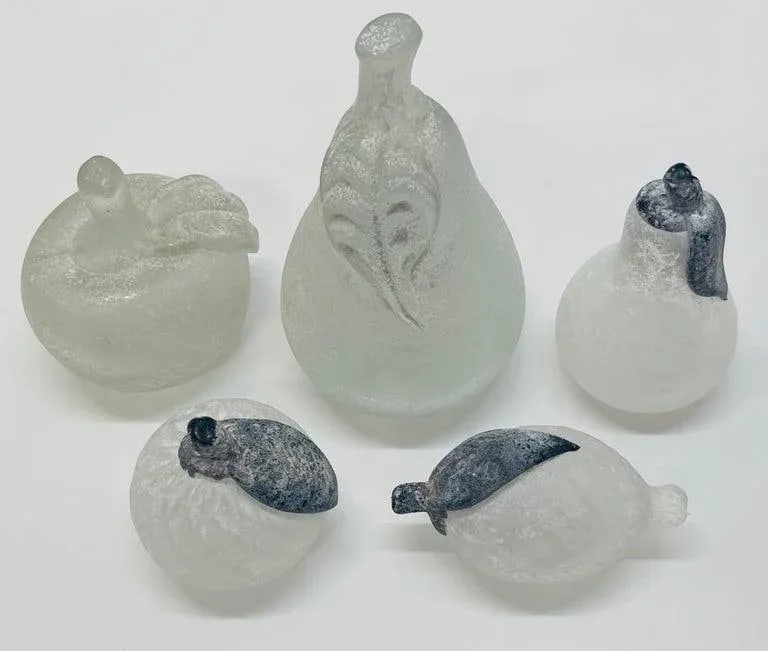 Late 20th Century Barovier & Toso Murano Glass Fruit Bowl & Fruit Sculpture, Signed Set of 6 - 6
