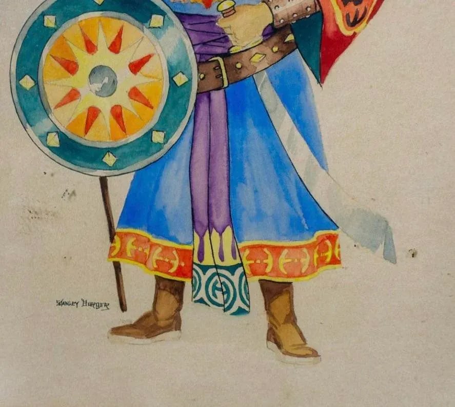 Mid 20th Century Stan Burger, Pair of Watercolor Paintings, Hime and Samurai - 2