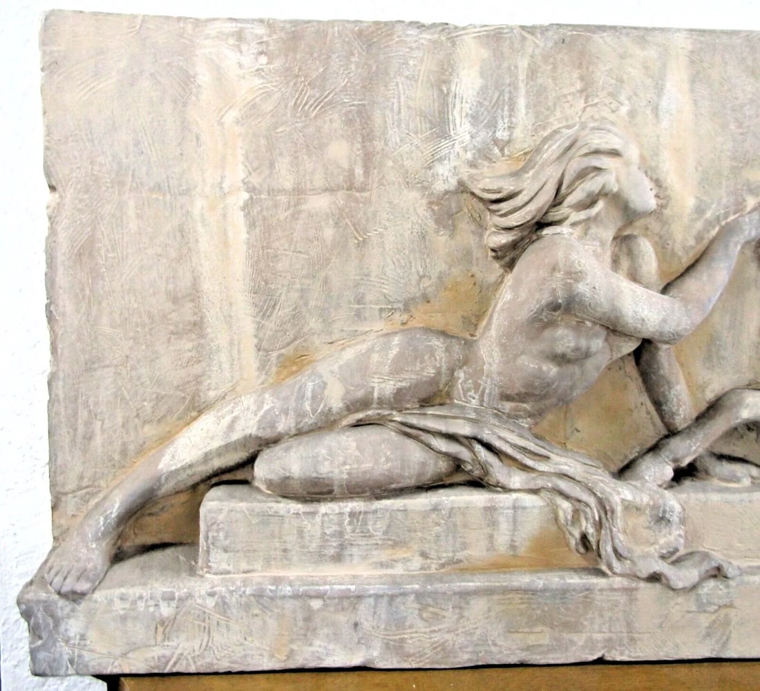 1990s The Casey Collection Large Sculpted Wall Art Woman With Gazelle - 2