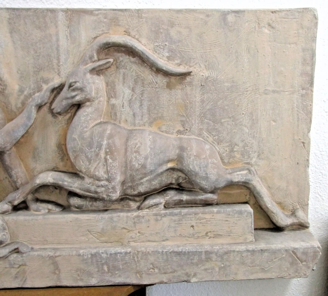 1990s The Casey Collection Large Sculpted Wall Art Woman With Gazelle - 3