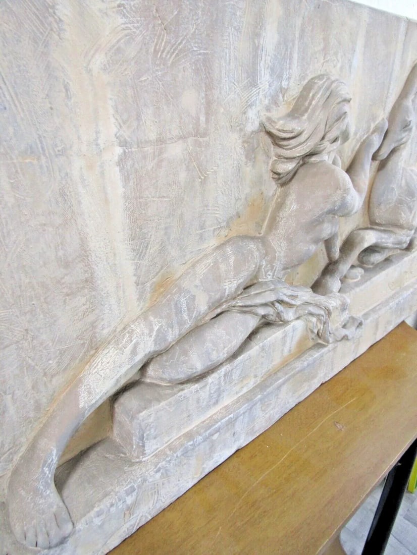 1990s The Casey Collection Large Sculpted Wall Art Woman With Gazelle - 4