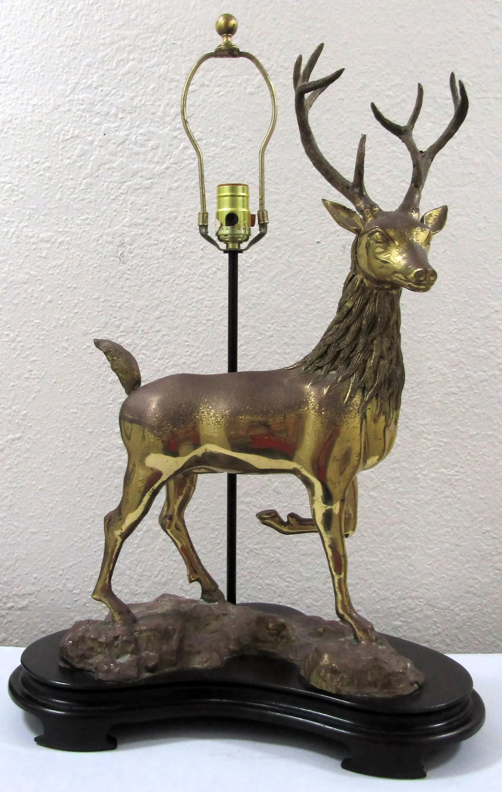 Vintage LaBarge Mirror Company Solid Brass Stag Deer Sculptural Table Lamp - 3